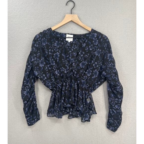 Misa Los Angeles Top Womens XS Blue Kesara Floral Chiffon Blouse Feminine Boho - Picture 1 of 11